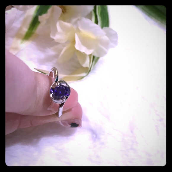 💜Dainty Lavender Round Solitaire Ring Synthetic Stone Sliver Ring 4-Prongs Band - Picture 12 of 16